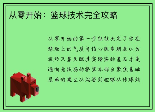从零开始：篮球技术完全攻略